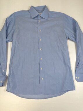 Eton Men 16.5 42 Contemporary Fit Dress Shirt Blue Micro Pattern Cotton Luxury